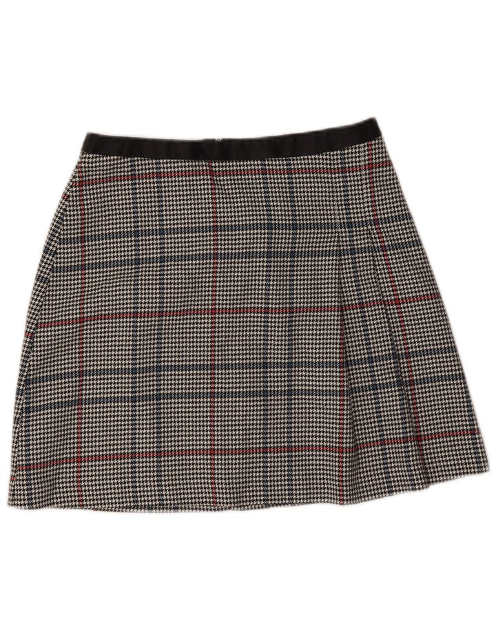 Oasis Damen Minirock UK 10 Small W28 Graues Hahnentritt-Polyester