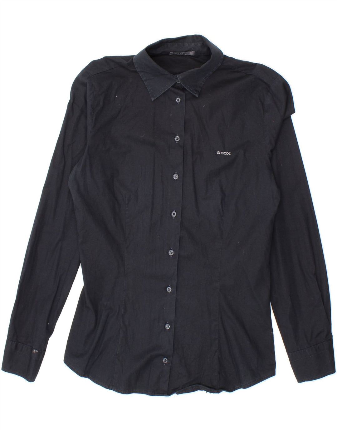 GEOX Womens Shirt UK 10 Small Navy Blue Cotton Vintage Geox and Second-Hand Geox from Messina Hembry 