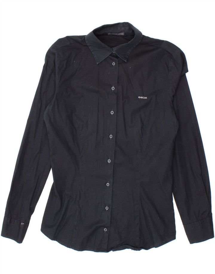 GEOX Womens Shirt UK 10 Small Navy Blue Cotton Vintage Geox and Second-Hand Geox from Messina Hembry 