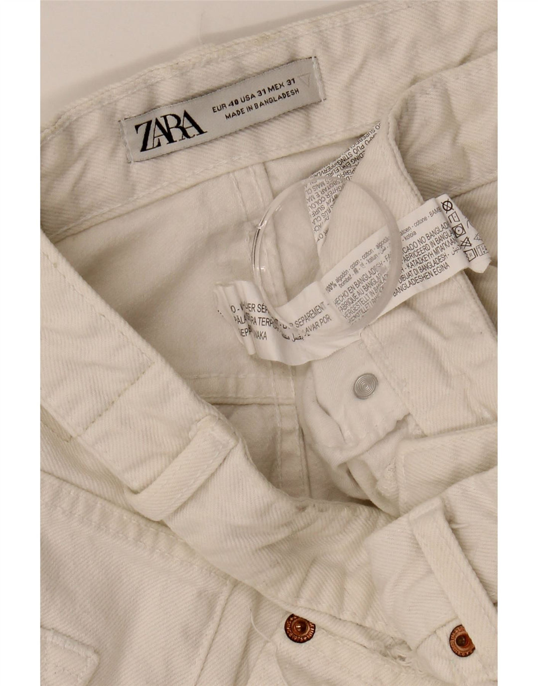 ZARA Mens Distressed Cropped Jeans EU 40 Medium W31 L24 White Cotton