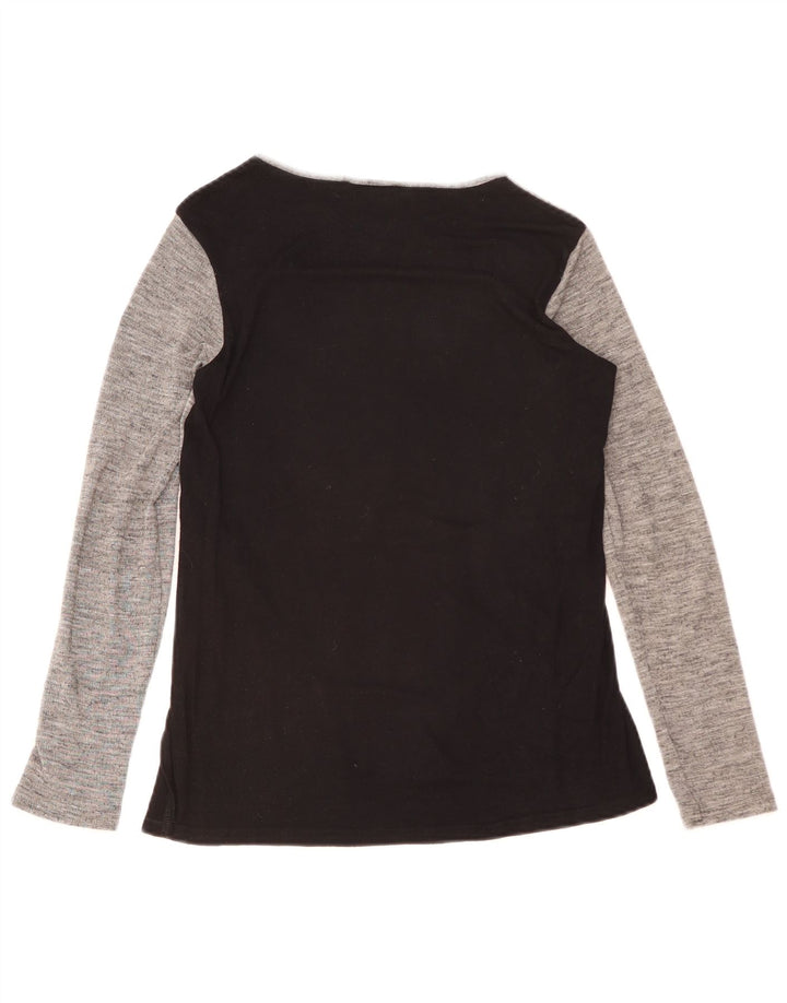 Zara Womens Graphic Top Manches Longues UK 10 Petit Gris Colorblock Polyester