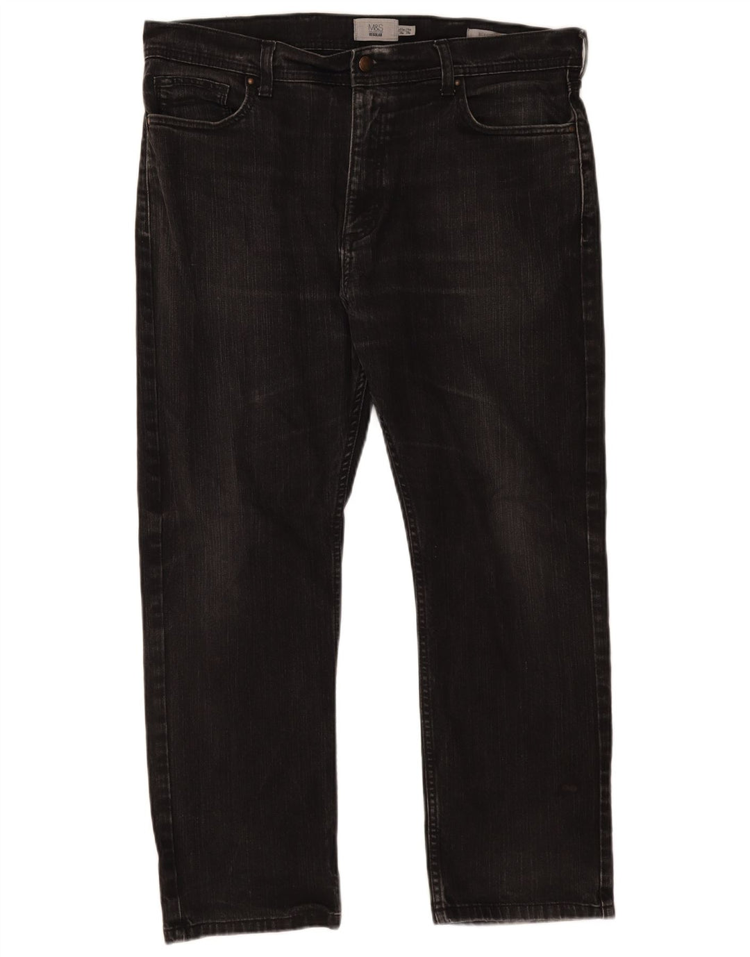 Marks & Spencer Mens Regular Straight Jeans W38 L29 Black Cotton