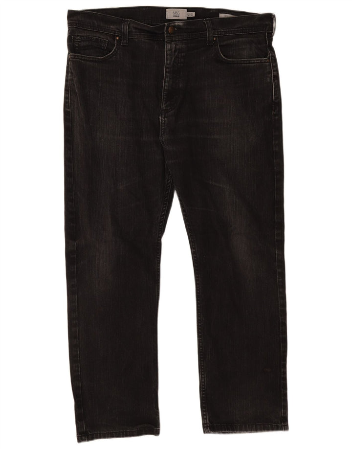 Marks & Spencer Mens Regular Straight Jeans W38 L29 Black Cotton