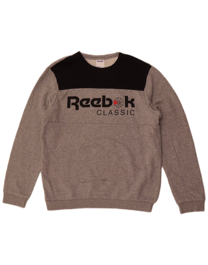 Reebok Mens Classic Graphic Sweatshirt Jumper Medium Grey Colourblock