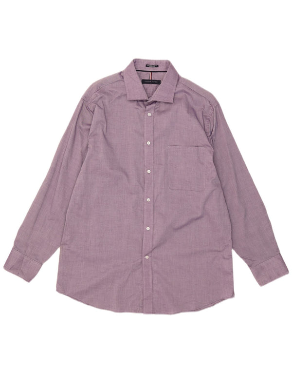 Tommy Hilfiger Mens Regular Fit Shirt Size 16 1/2 Large Purple Cotton