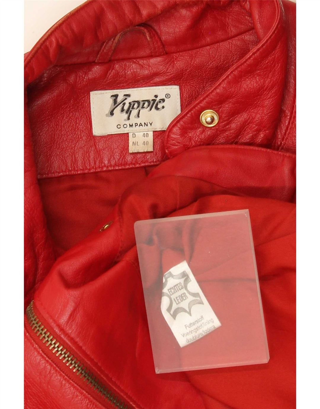 Yuppie Damen Crop Lederjacke EU 40 Mittelrot