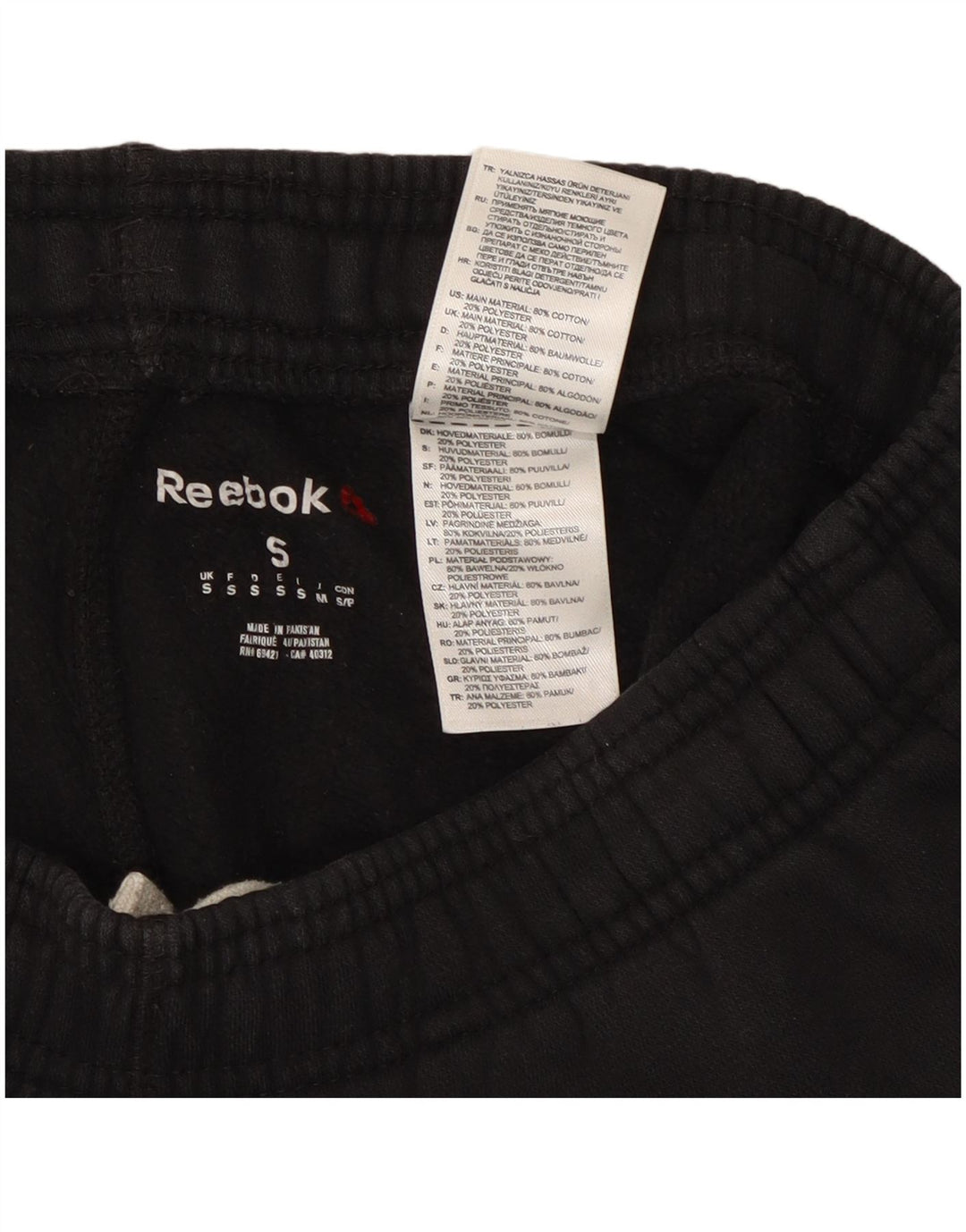 Reebok Mens Tracksuit Trousers Joggers Small  Black Cotton