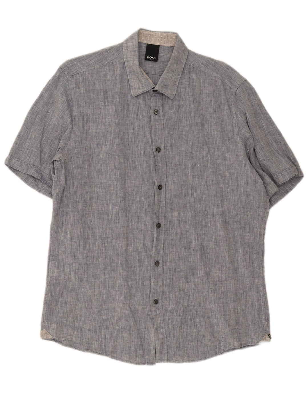 Hugo Boss Chemise à manches courtes pour hommes Large Bleu Coton