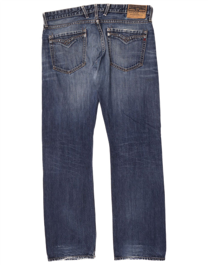 Replay Mens Billstrong Straight Jeans W38 L35 Azul