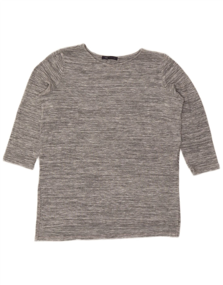 Marks & Spencer Womens Top 3/4 Sleeve UK 12 Medium Grey Flecked Viscose