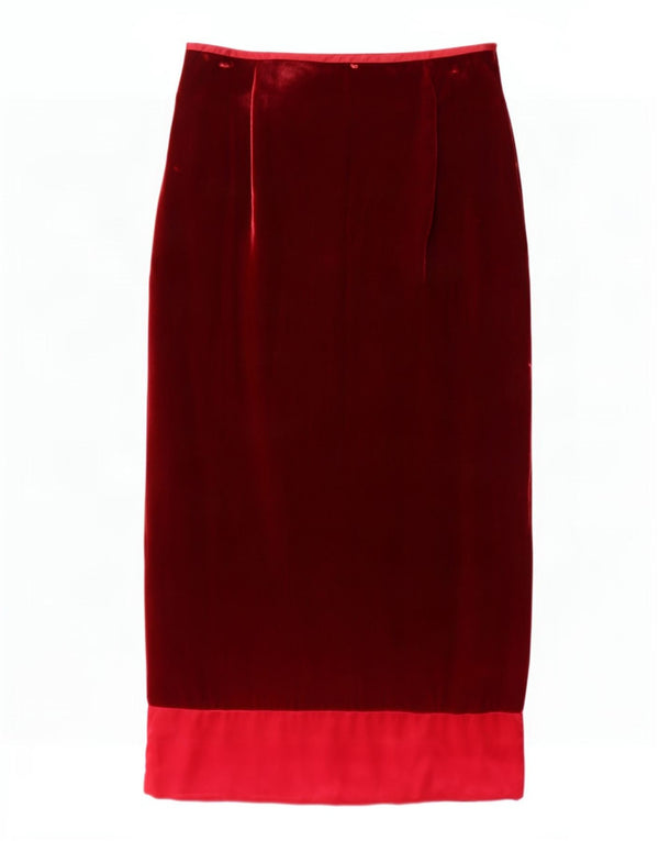 Женская бархатная прямая юбка Monsoon UK 14 Medium W30 Maroon Colourblock