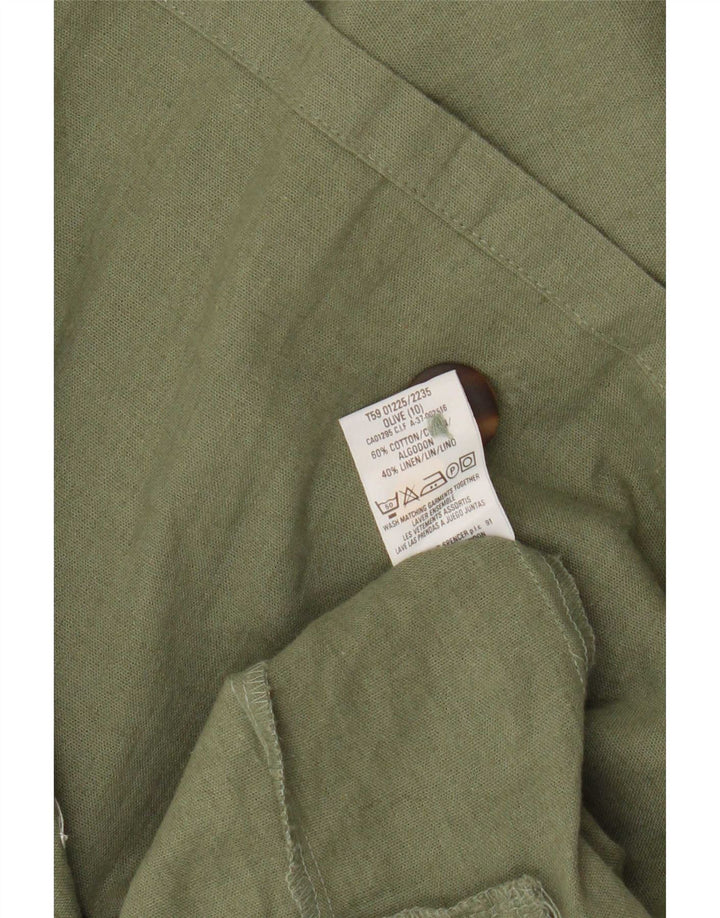 Marks & Spencer Womens Short Sleeve Blazer Jacket UK 10 Small Khaki