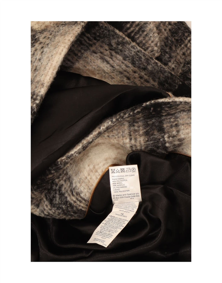 Marks & Spencer Abrigo cruzado para mujer UK 44 Large Beige Check