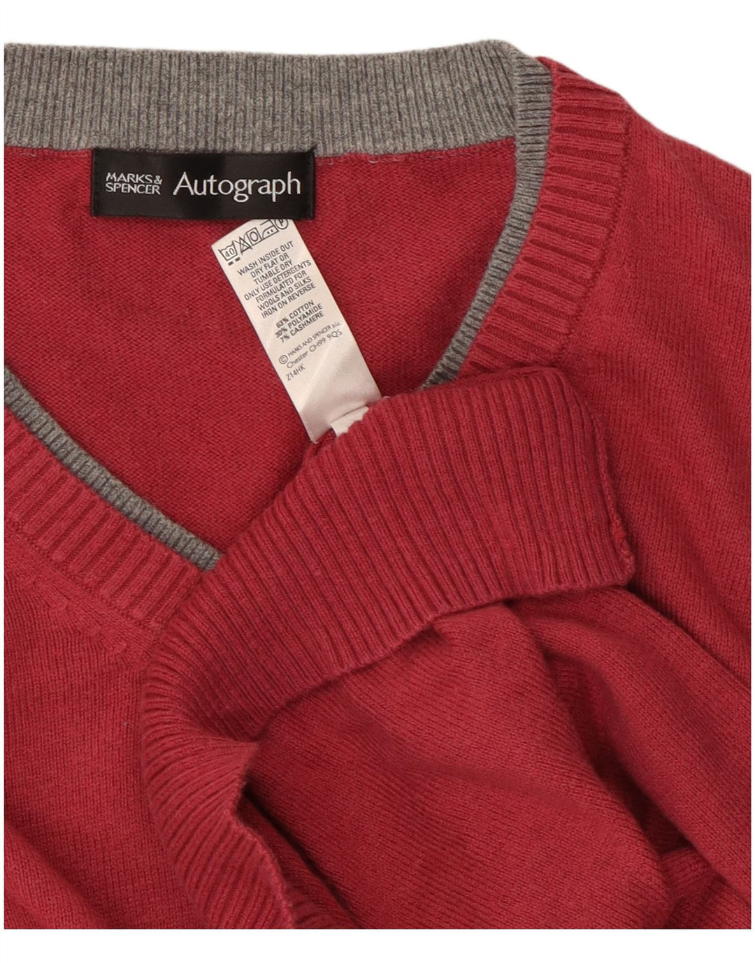 Marks & Spencer Herre Autograph V-hals sweater Medium Bourgogne bomuld
