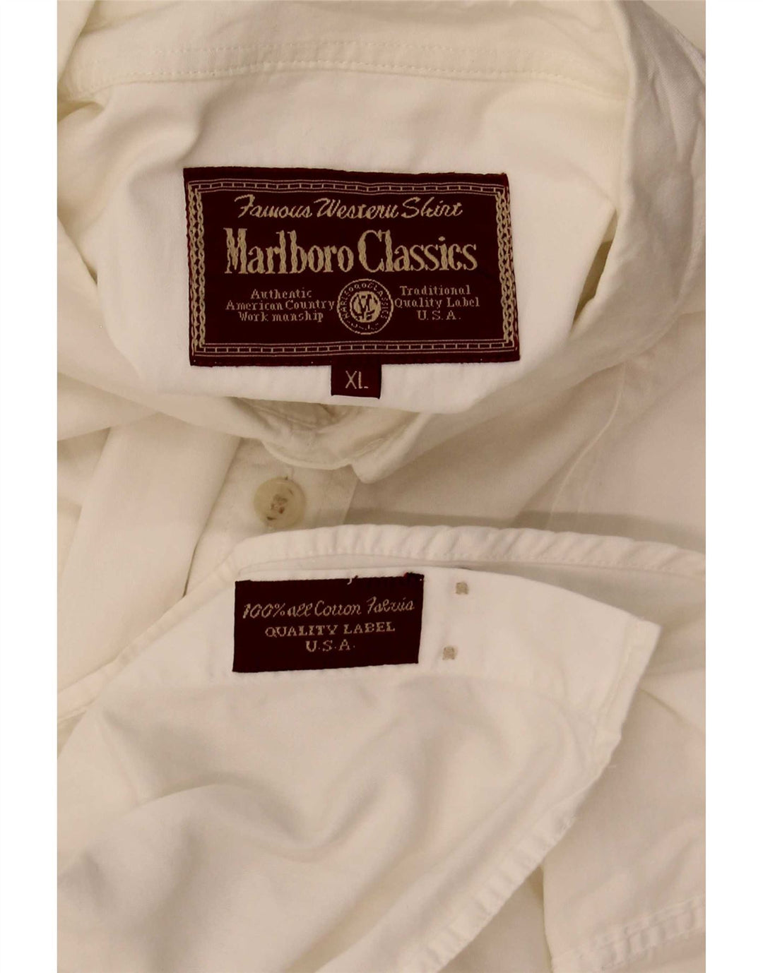 Marlboro Classics Mens Short Sleeve Shirt XL White Cotton