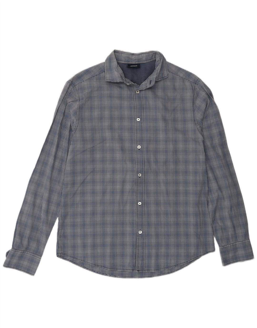 Armani Jeans Mens Shirt XL Navy Blue Gingham