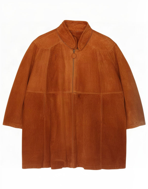 Vintage Womens Suede Loose Fit Overcoat UK 10 Small Brown