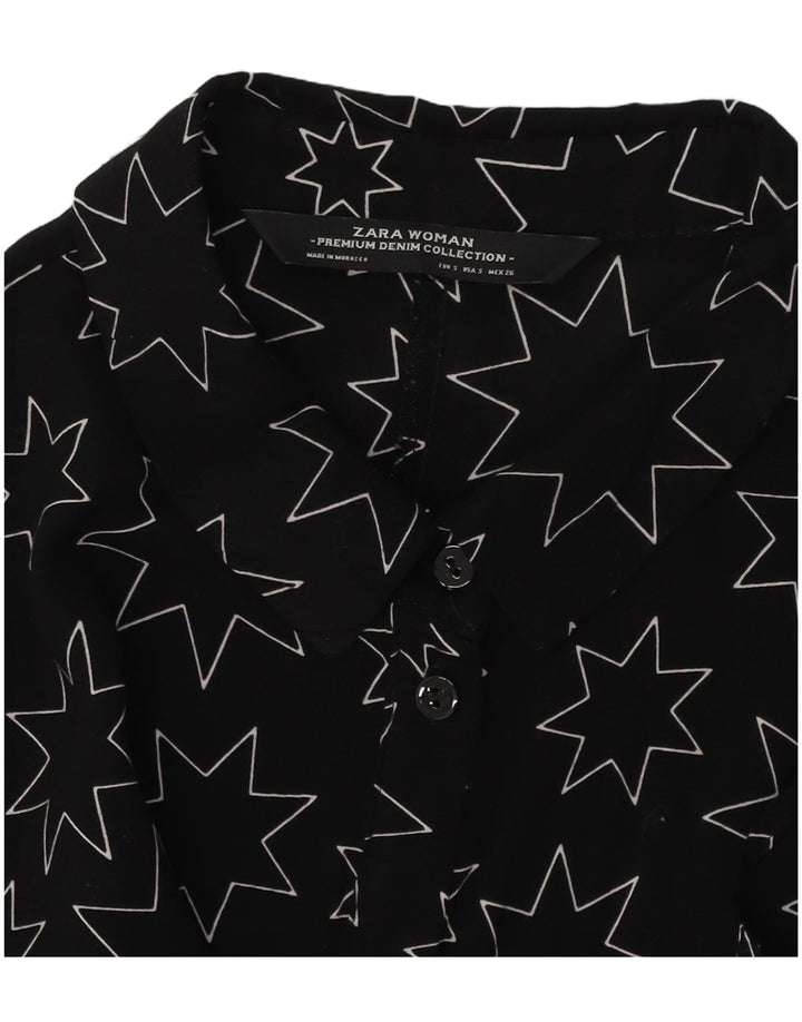 ZARA Womens Oversized Abstract Pattern Shirt Dress UK 10 Small Black