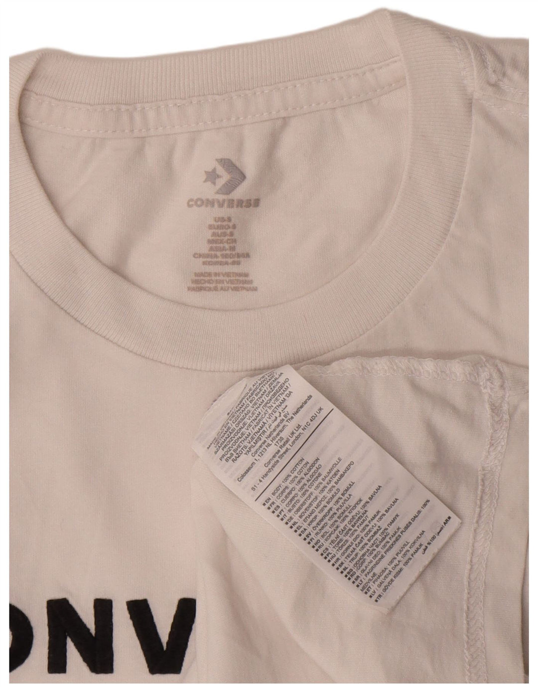 Converse Womens Graphic T-Shirt Top UK 10 Small White Cotton