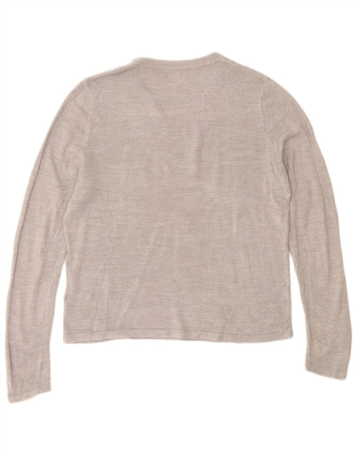 Marks & Spencer Womens Crew Neck Jumper Sweater UK 14 Medium Grey Acrylic
