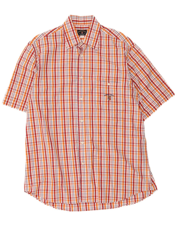 Amerigo Vespucci Herren-Kurzarmhemd XL, rot kariert, Baumwolle