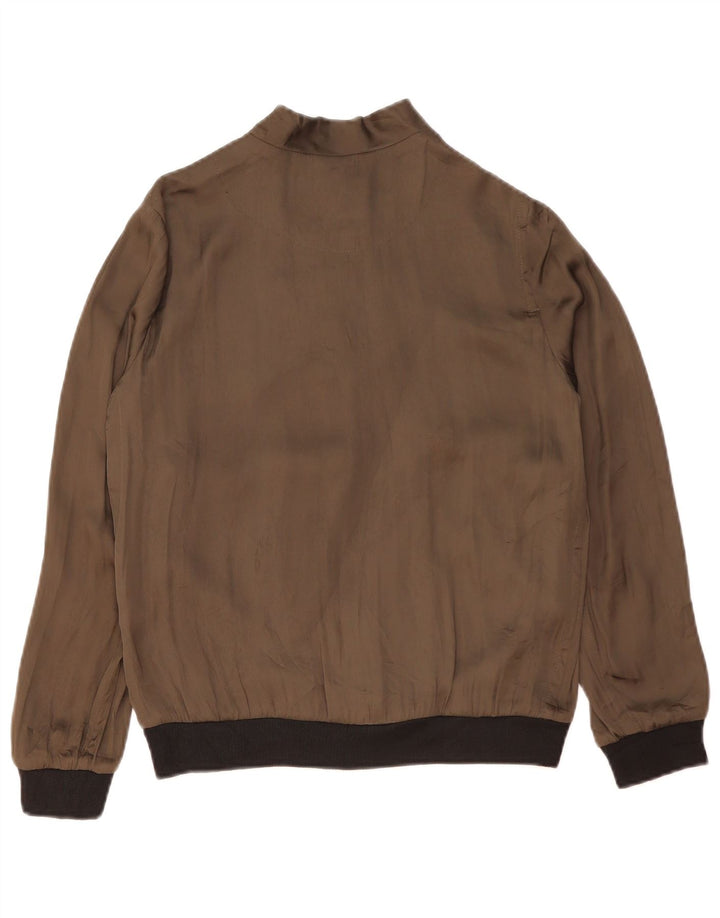 Zara Womens Oversized Bomber Jacket UK 10 Small Khaki Colourblock Polyester