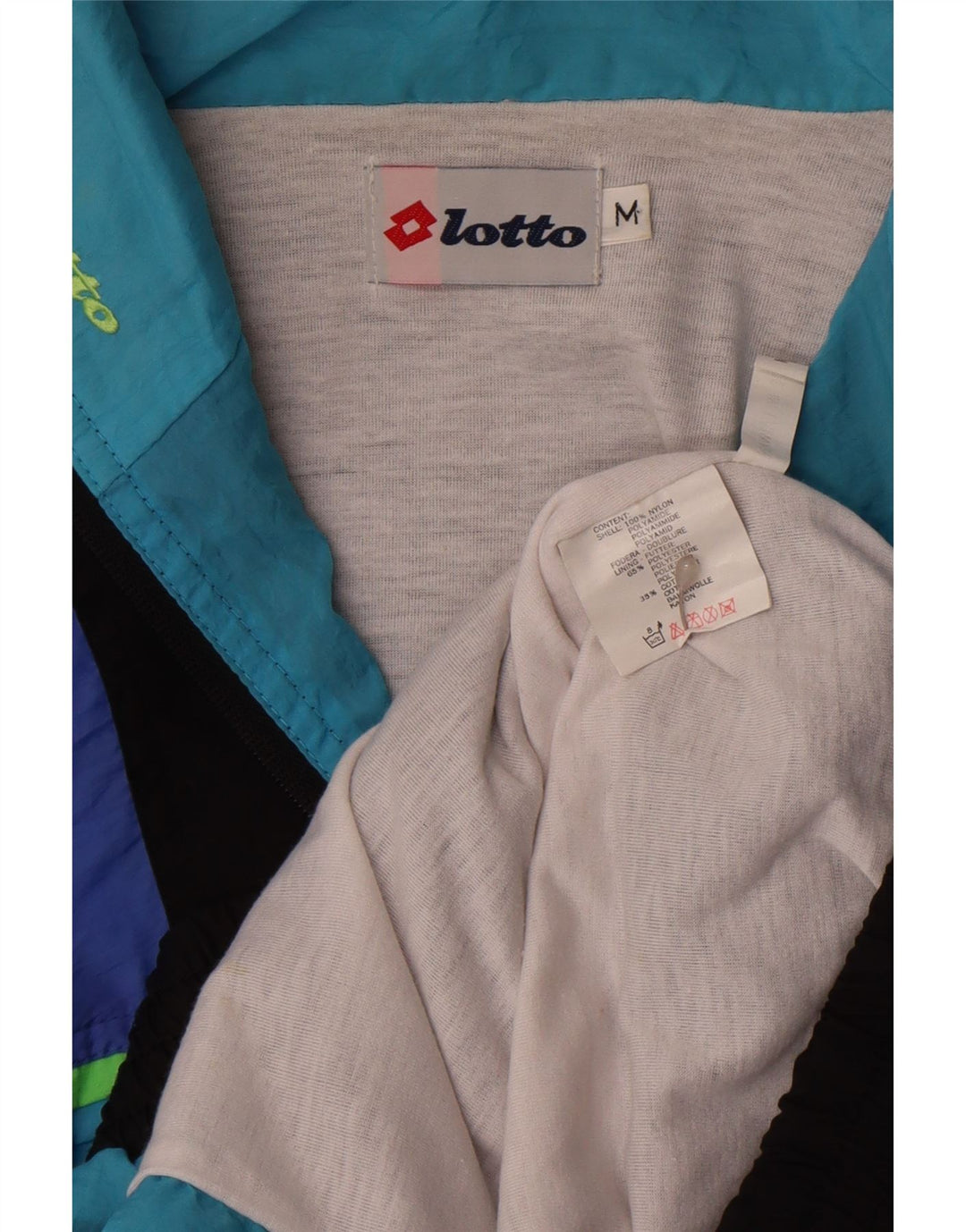 Lotto Mens Graphic Tracksuit Top Jacket Medium Blue Colourblock Nylon