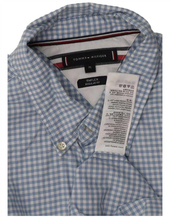 TOMMY HILFIGER Mens Regular Fit Shirt XL Blue Check Cotton