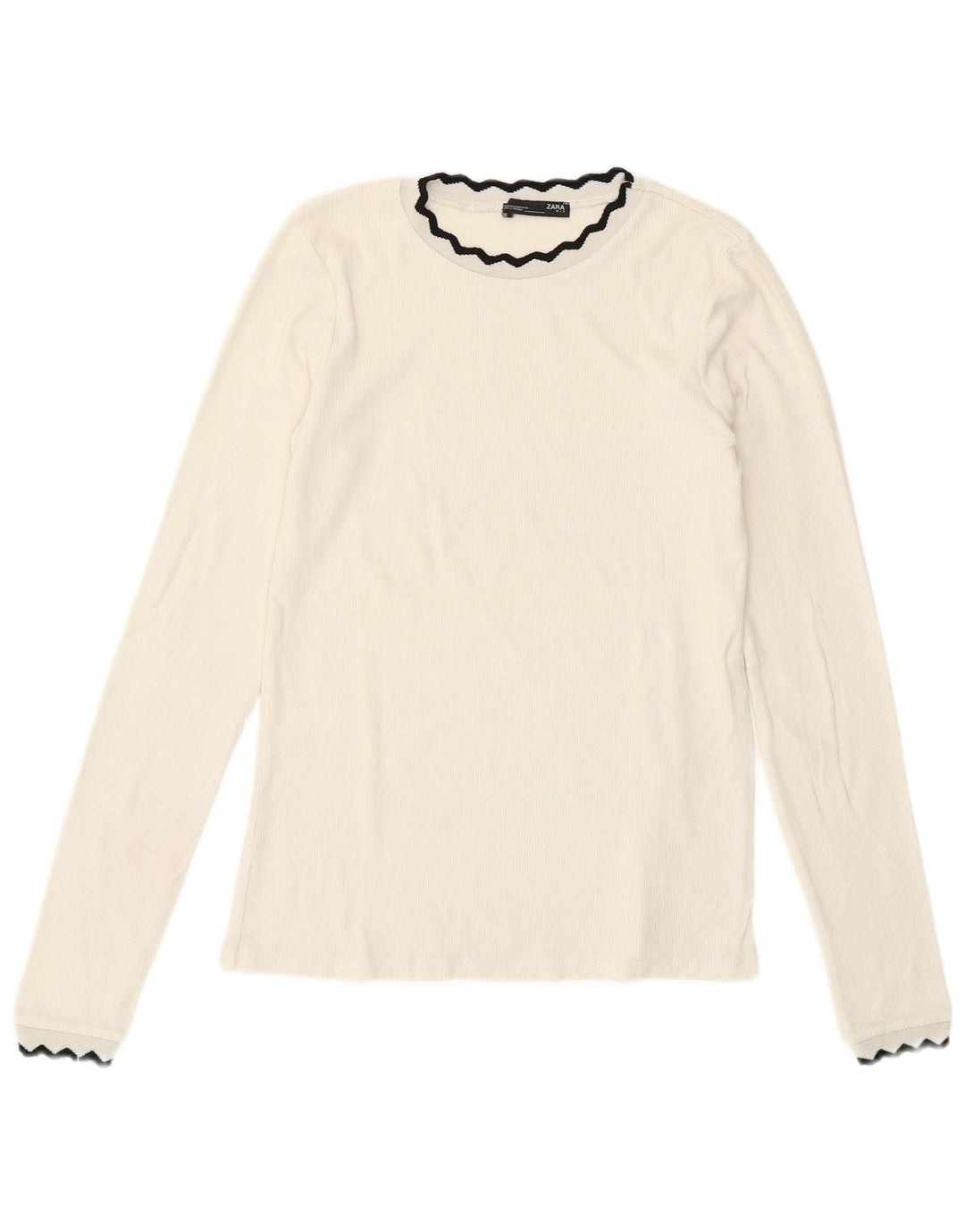 Zara Dame Crop Top Langærmet UK 12 Medium White