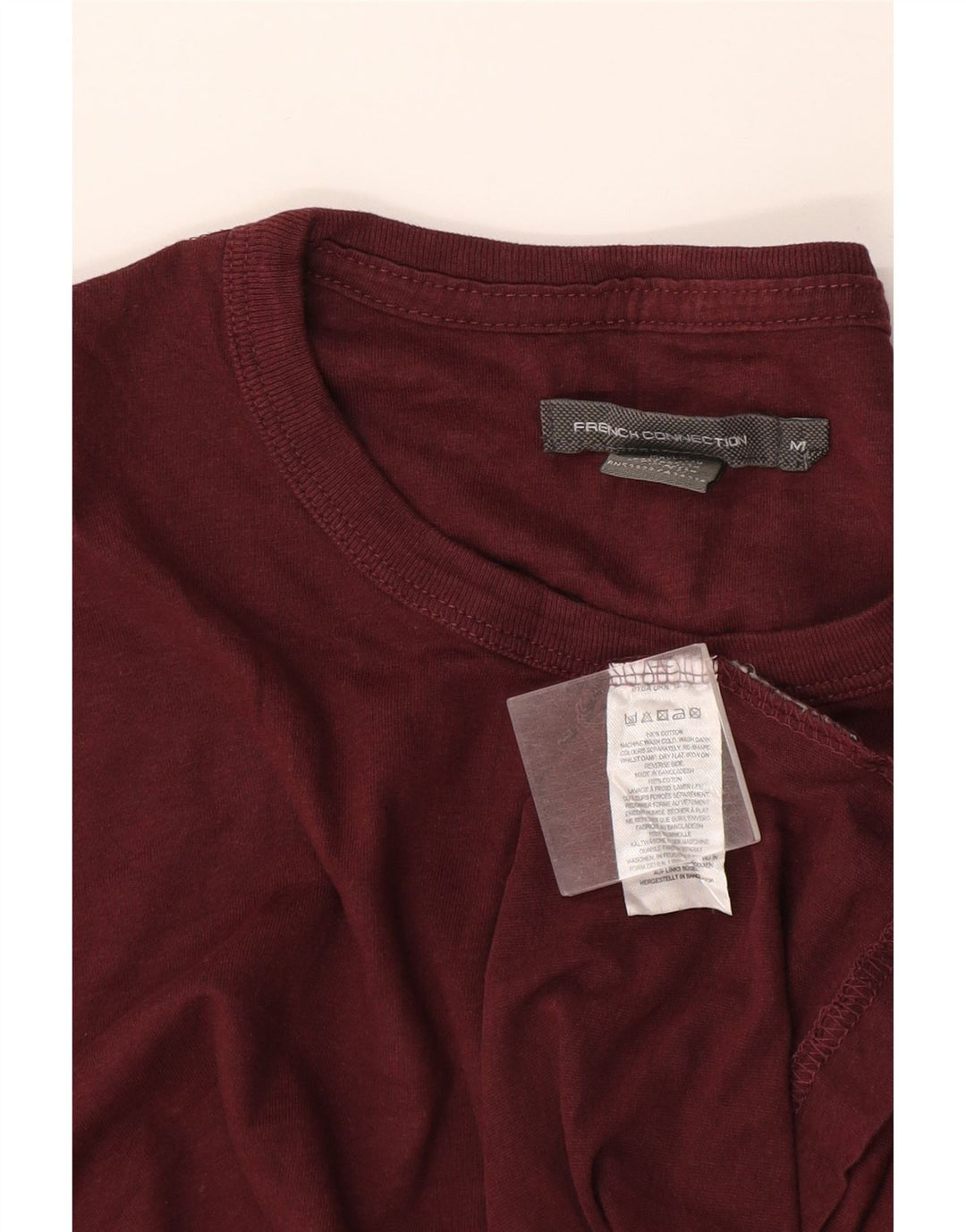 French Connection Mens T-Shirt Top Medium Burgundy Cotton