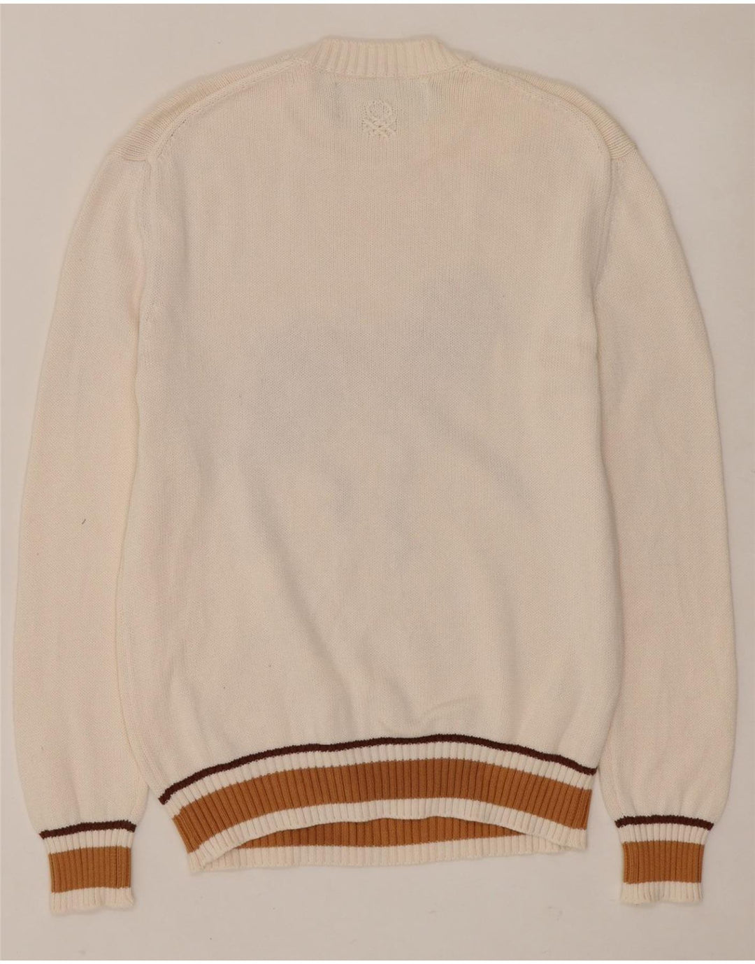 BENETTON Womens Graphic Crew Neck Jumper Sweater UK 14 Medium White