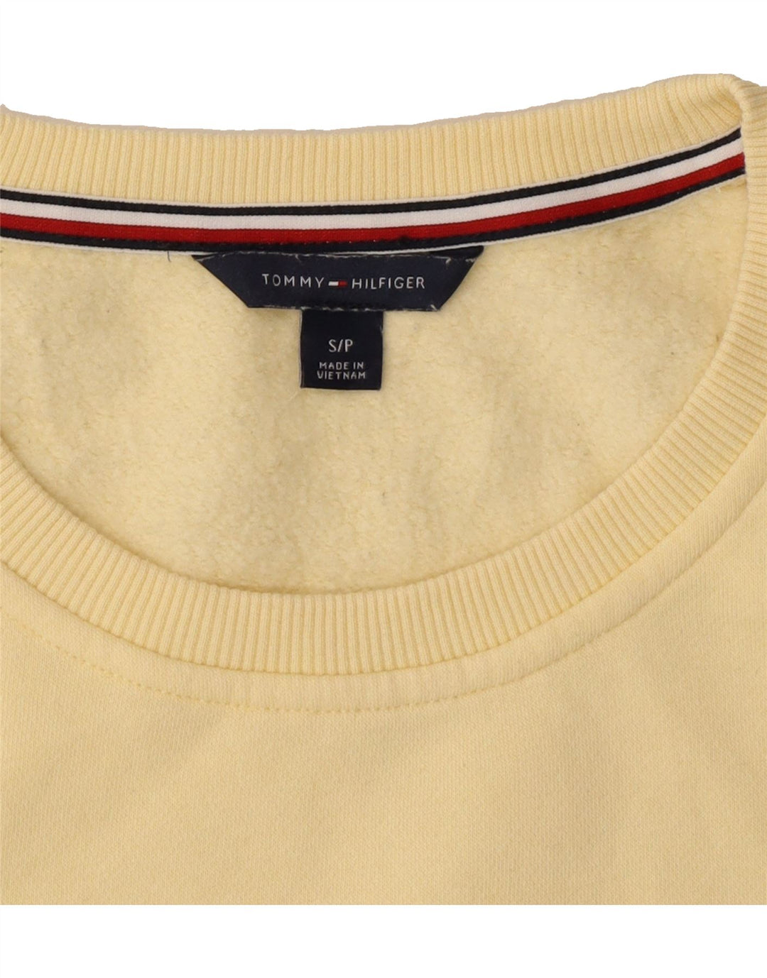 TOMMY HILFIGER Mens Graphic Sweatshirt Jumper Small Yellow Cotton Vintage Tommy Hilfiger and Second-Hand Tommy Hilfiger from Messina Hembry 