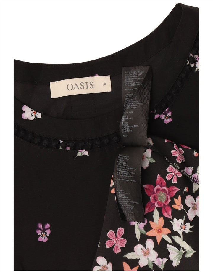 Γυναικεία μπλούζα Oasis Top UK 10 Small Black Floral Polyester