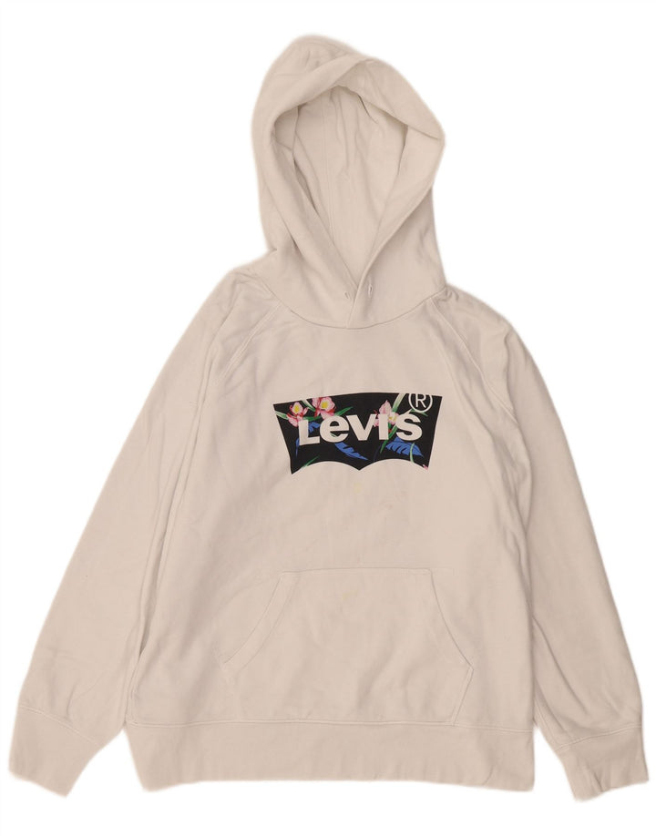 LEVI'S Grafisk hættetrøje til kvinder UK 16 Large White