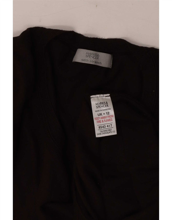 Marks & Spencer Womens Boat Neck Jumper Sweater UK 12 Medium Brown