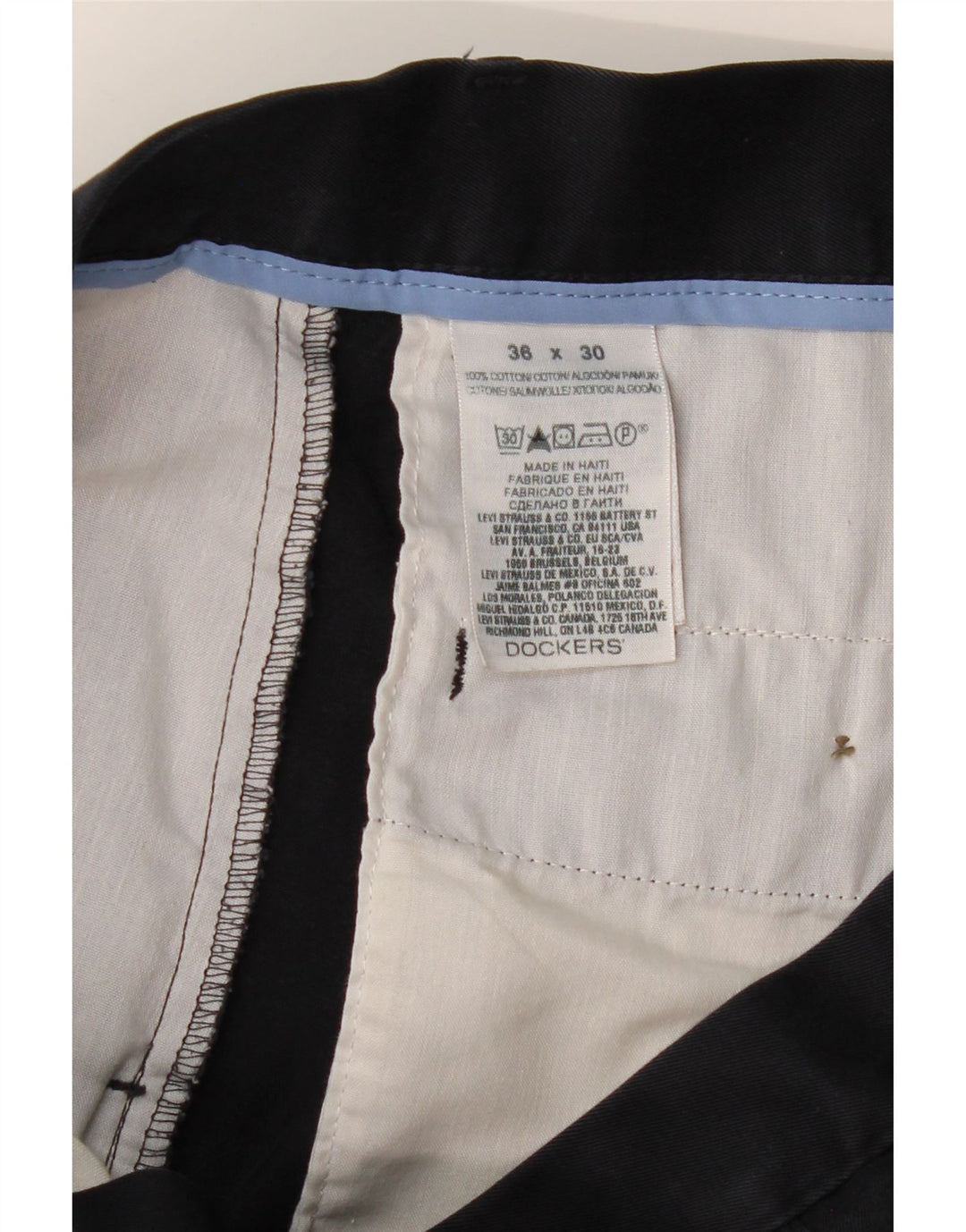 Dockers Mens Straight Chino Trousers W36 L30 Navy Blue