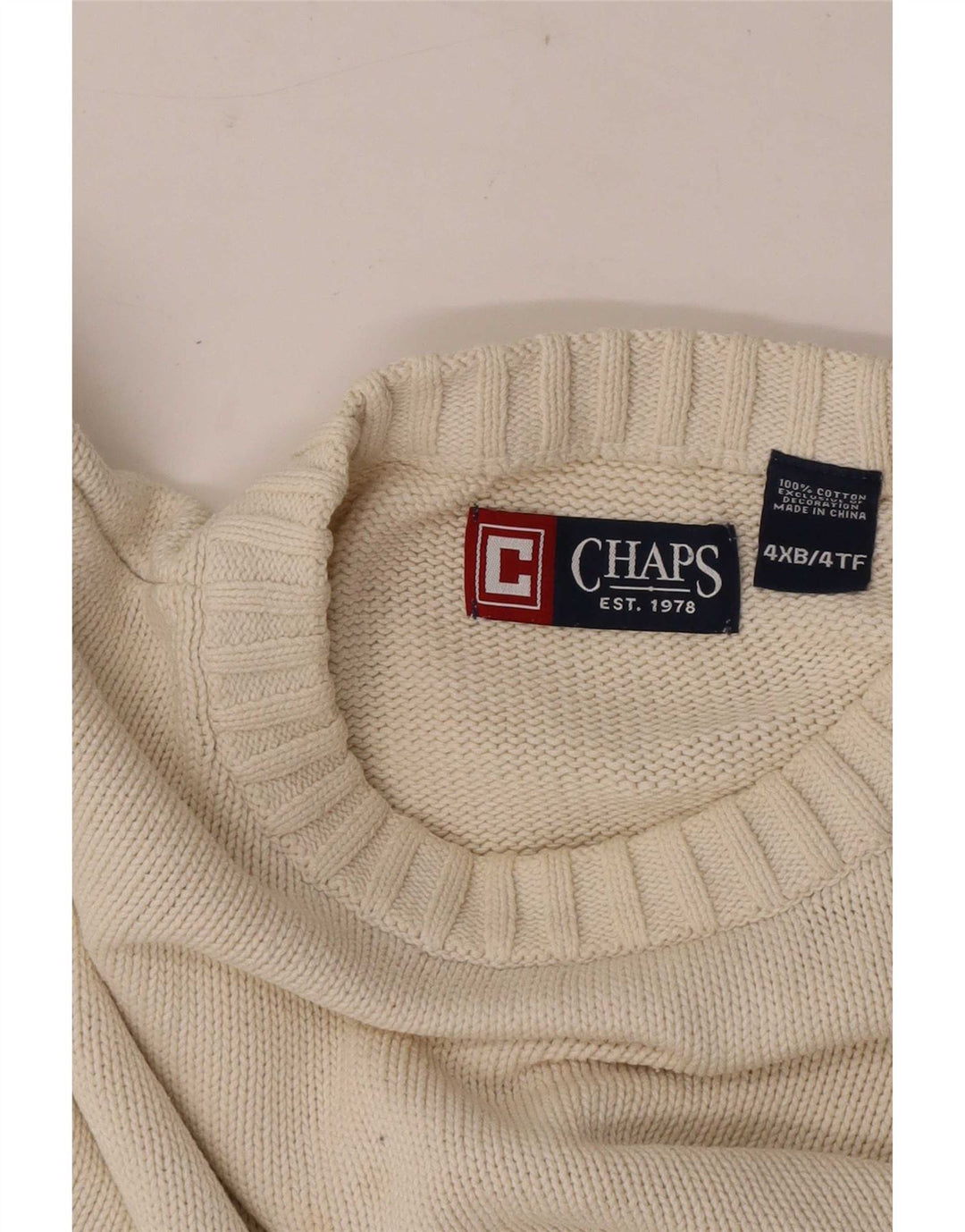 Chaps Herren-Pullover mit Rundhalsausschnitt, 4XL, Beige, Baumwolle