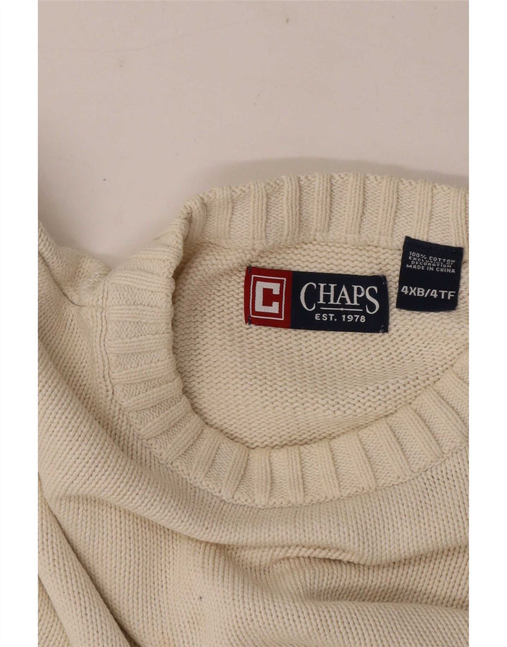 Chaps Herren-Pullover mit Rundhalsausschnitt, 4XL, Beige, Baumwolle