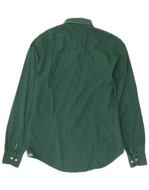 Tommy Hilfiger Mens New York Fit Shirt Small Green Gingham Cotton