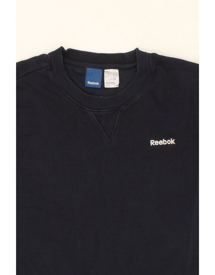 REEBOK Mens Sweatshirt Jumper Small Navy Blue Cotton Vintage Reebok and Second-Hand Reebok from Messina Hembry 