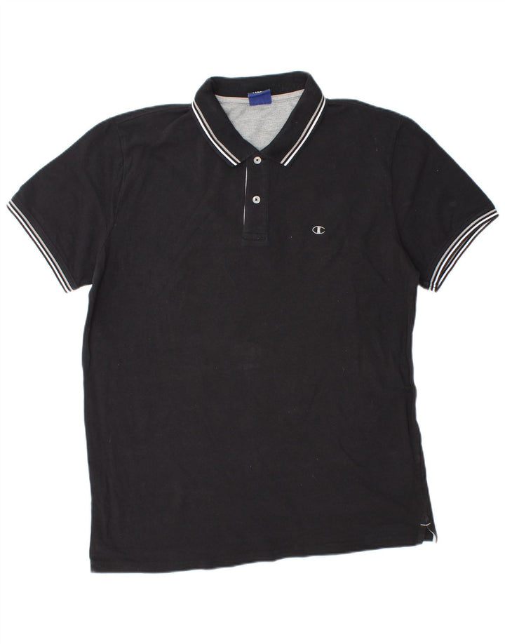 Champion Mens Polo Shirt Large Black Cotton
