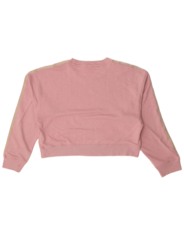 Adidas Damen Crop Oversized Sweatshirt Pullover UK 6 XS Rosa Baumwolle