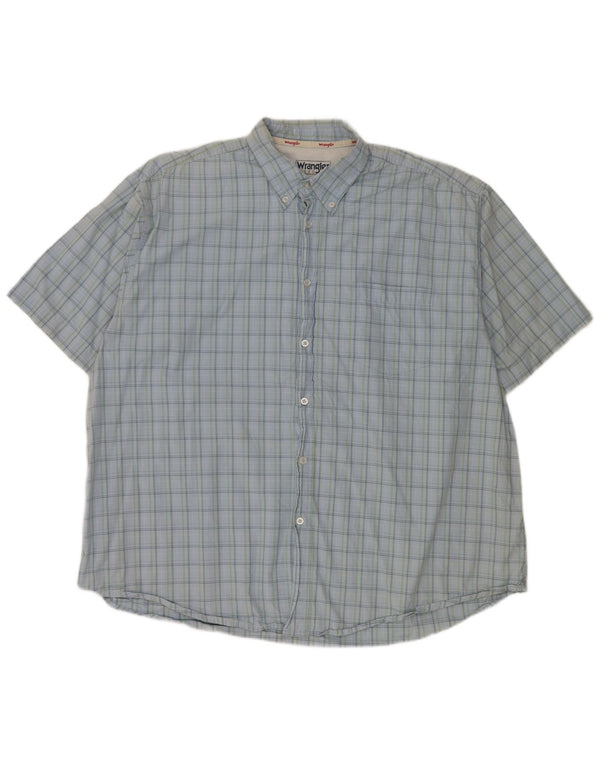 Wrangler Mens Short Sleeve Shirt 2XL Blue Check Cotton