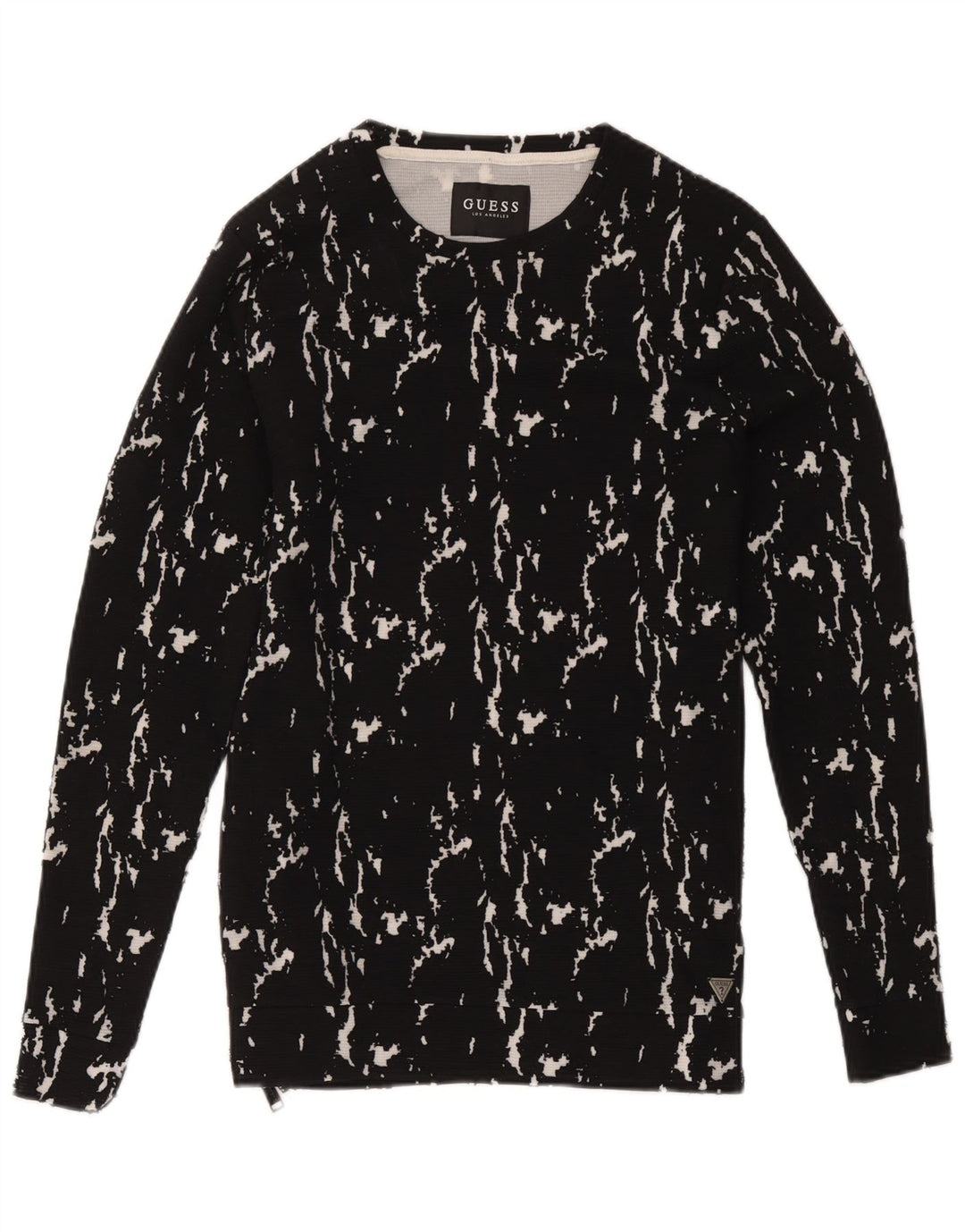 Guess Mens Abstract Pattern Sweatshirt Jumper Small Black Cotton