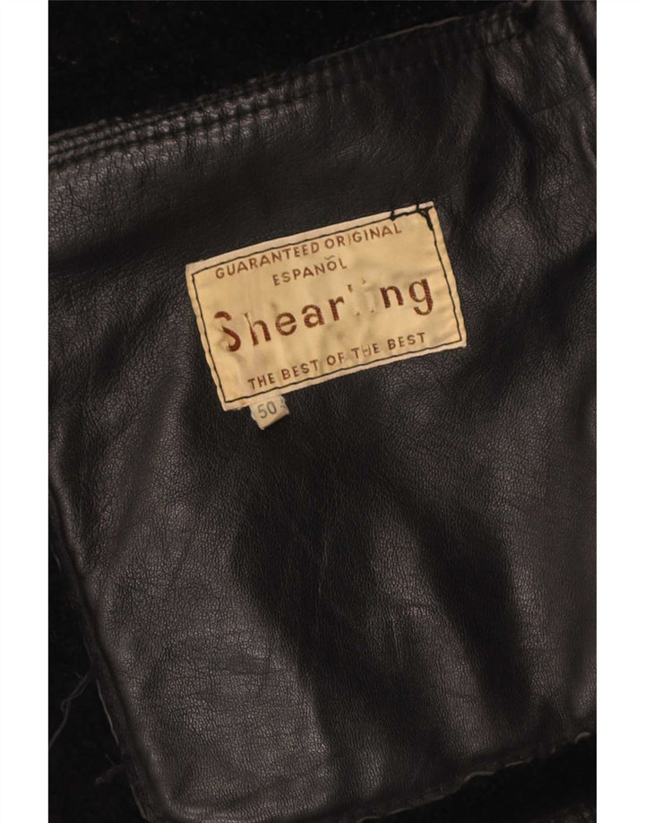 Vintage Herre Shearling Jacket IT 50 Stort sort læder