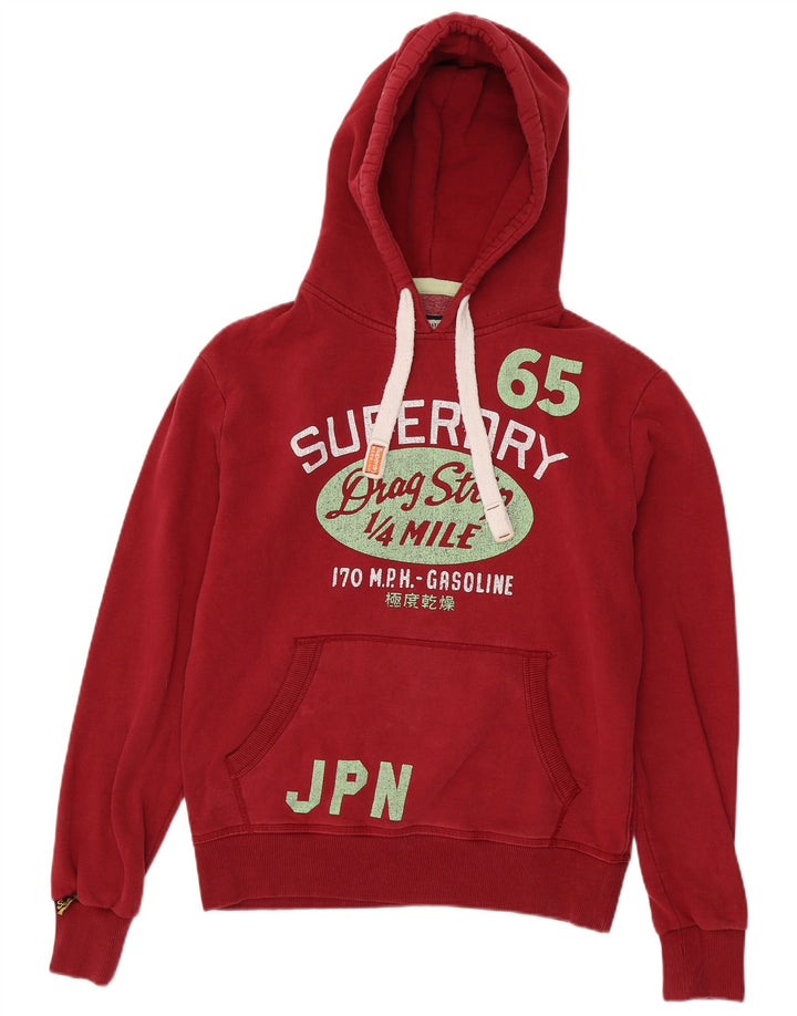 Superdry Mens Graphic Hoodie Jumper Medium Red Cotton