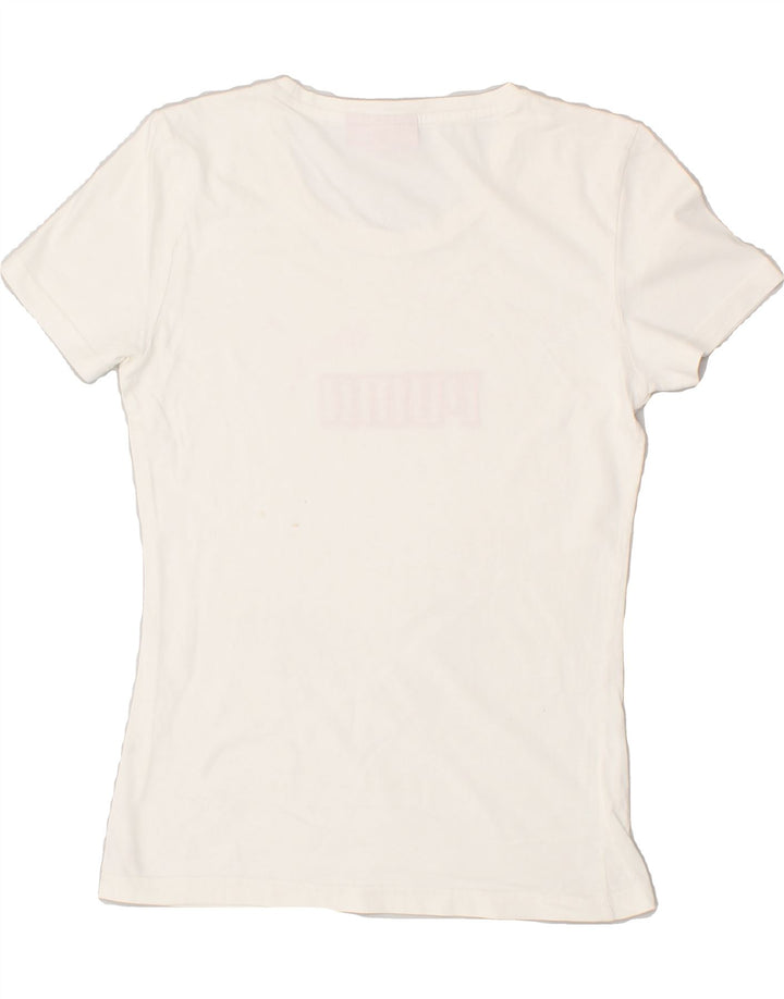 PUMA Womens Graphic T-Shirt Top UK 10 Small White | Vintage Puma | Thrift | Second-Hand Puma | Used Clothing | Messina Hembry 