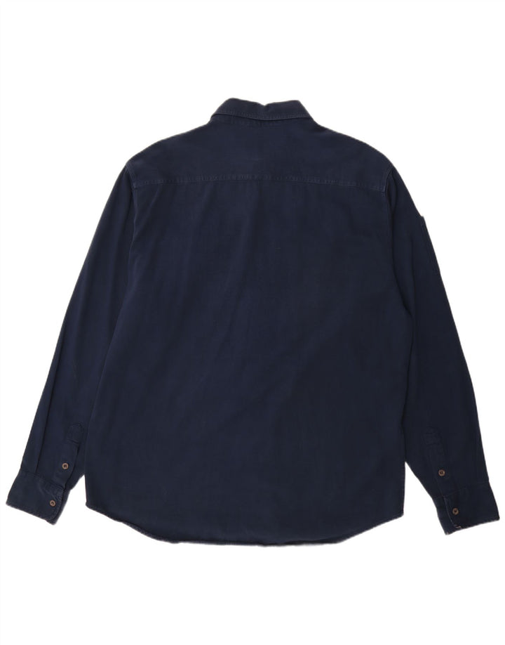 Carrera Mens Shirt Size 43/44 XL Navy Blue Cotton