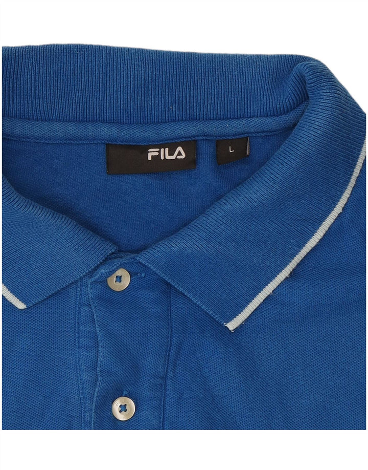 FILA Mens Polo Shirt Large Blue Cotton