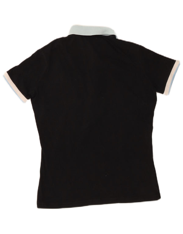 Fred Perry Womens Polo Shirt UK 14 Large Black Colourblock Cotton